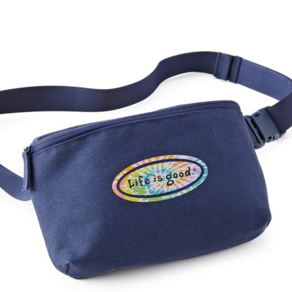 Life Is Good Accessories - NWT Life is Good Belt Bag Navy Blue Tie Dye Oval Adjustable Strap 8" x 6" NEW